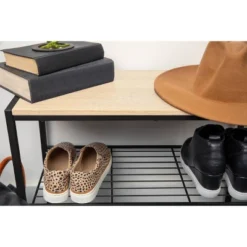 3 Tier Shoe Rack Black Metal With Natural Wood - Brightroom™ -Furniture Store GUEST 25c02cd7 83d7 43ab b1c5 e81b1f1b8427