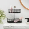 2 Tier Divided Wire Basket With Wood Handle Black - Brightroom™ -Furniture Store GUEST 3070ab8f 7d9d 407e 901a fba4283d4f88