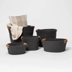 17" Coiled Rope Bin Warm Gray Charcoal - Brightroom™ -Furniture Store GUEST 7bd0afee b876 42c3 8ed0 e4c7b21cd1e2 1