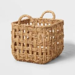 Twisted Open Checkered Weave Milk Crate Natural - Brightroom™ -Furniture Store GUEST 7cdb0b06 63dd 4c9e 9054 23599ff003c3