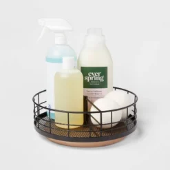 Divided Turntable Black Wire With Natural Wood - Brightroom™ -Furniture Store GUEST aa83c3b1 19ba 41dd ba5d e1b86512a437