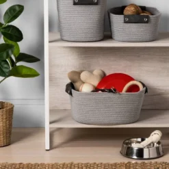 13" Half Coiled Rope Basket Gray - Brightroomâ„¢