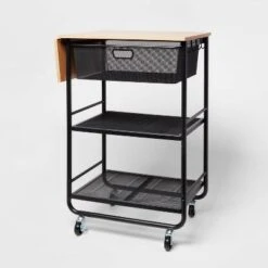 Metal Storage Cart With Mesh Drawer And Wood Top - Brightroom™ -Furniture Store GUEST b9ec02d7 e818 4bdb 9f48 5453473bab39