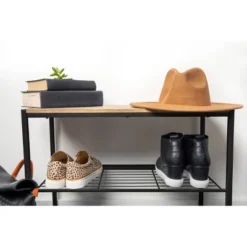 3 Tier Shoe Rack Black Metal With Natural Wood - Brightroom™ -Furniture Store GUEST c78940d7 09ac 4528 9c99 1acfbc7d38b2